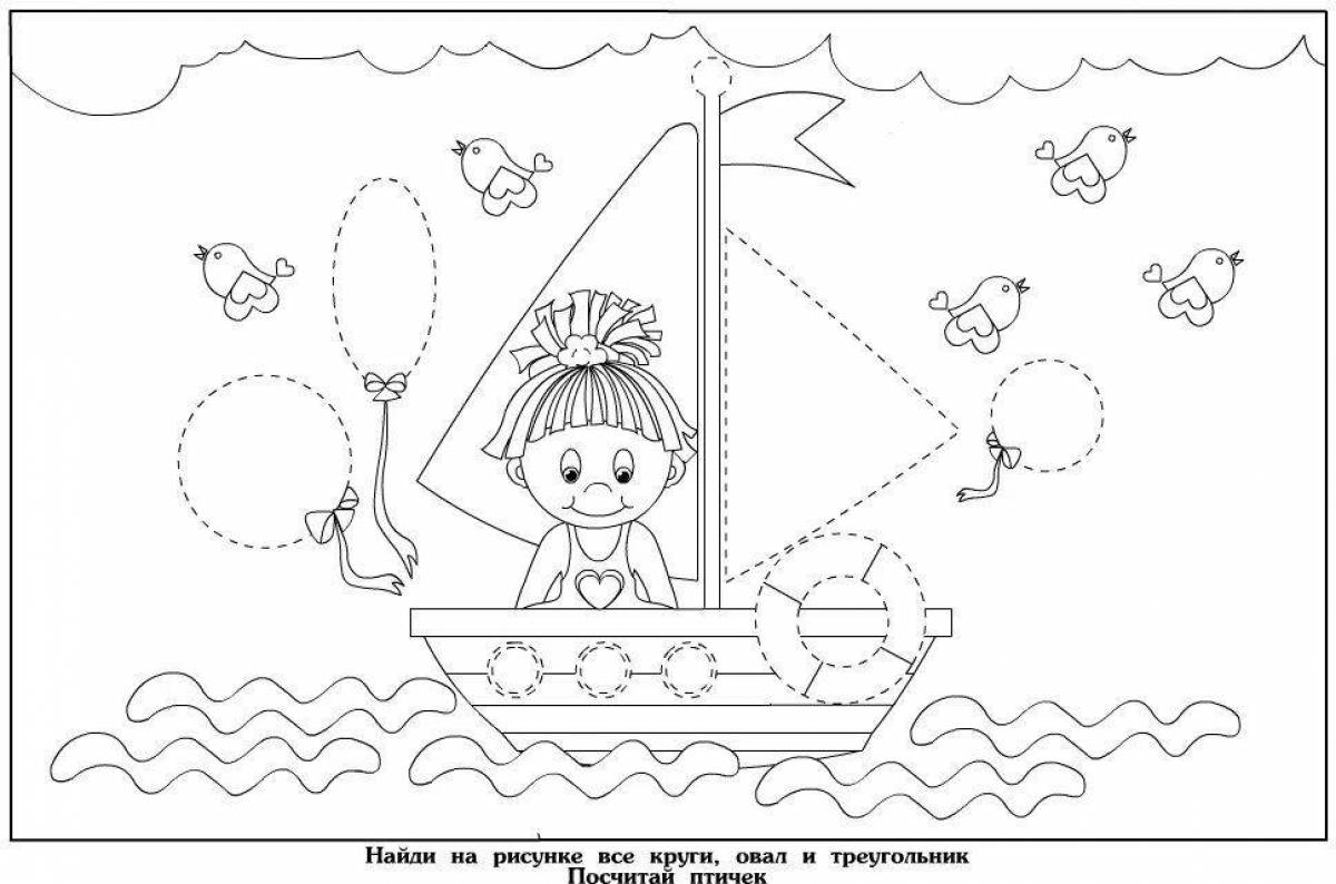 Stimulating coloring book with tasks