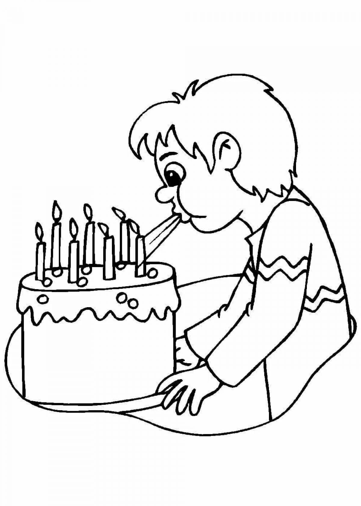 Large happy birthday coloring book for kids