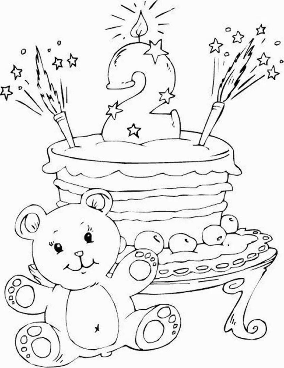 Exotic happy birthday coloring book for kids