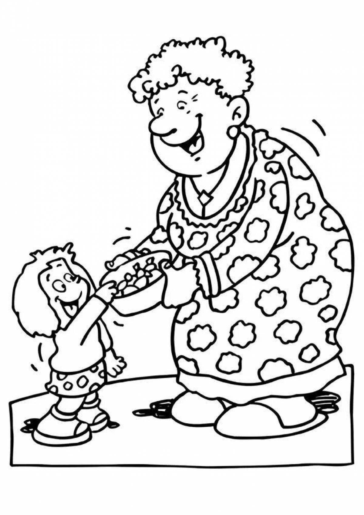 Grandma's birthday colorful coloring page