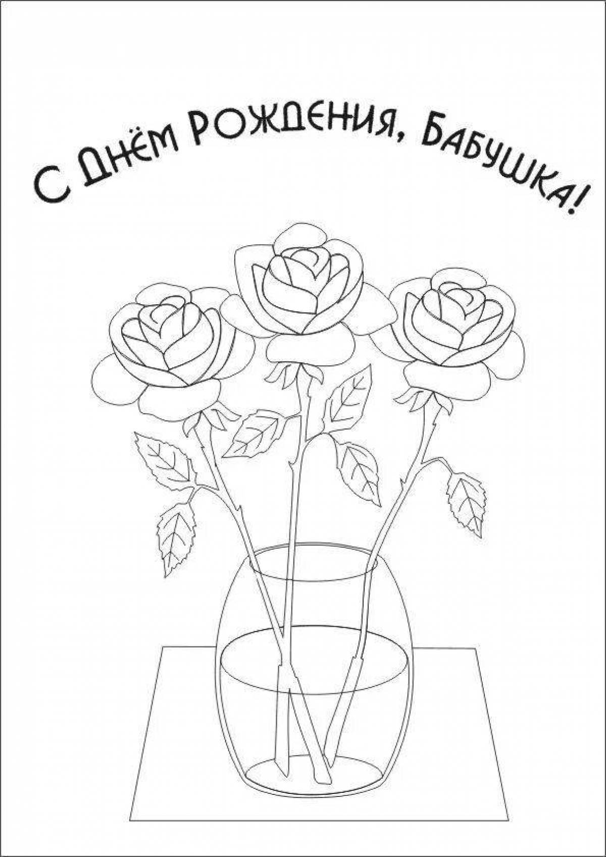 Coloring page birthday cheerful grandmother