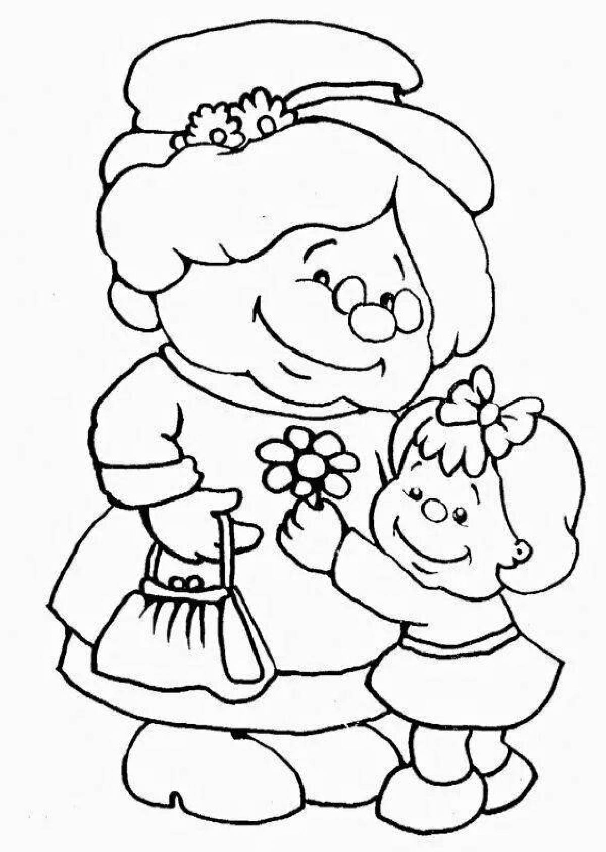 Adorable grandma's birthday coloring page