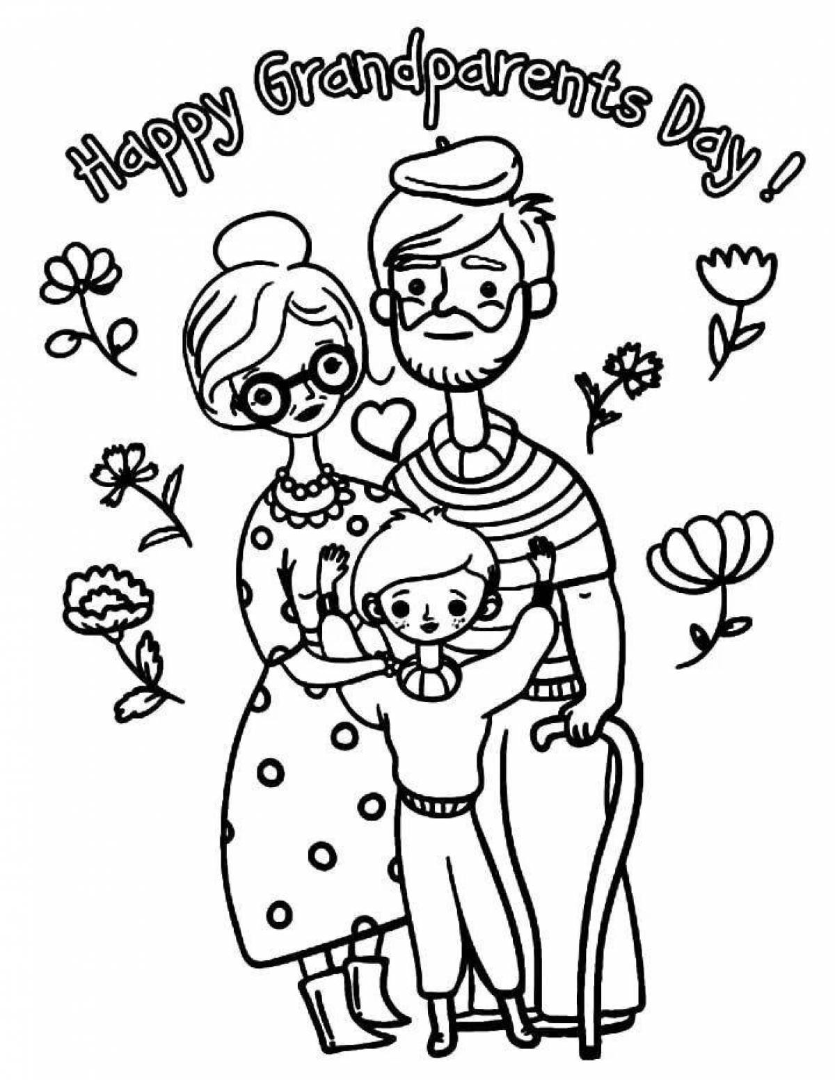 Adorable grandma's birthday coloring page