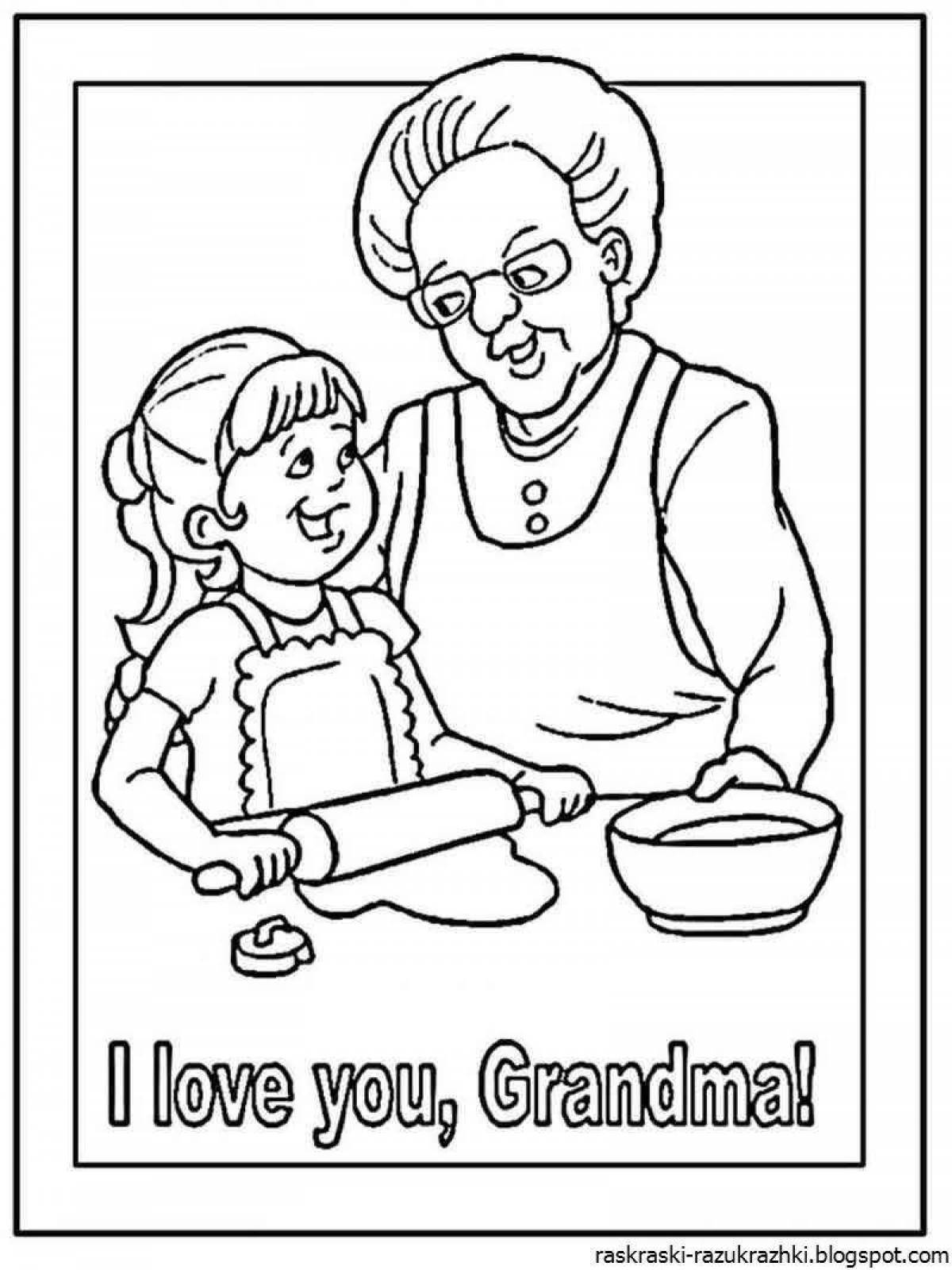 Coloring book luminous grandmother's birthday