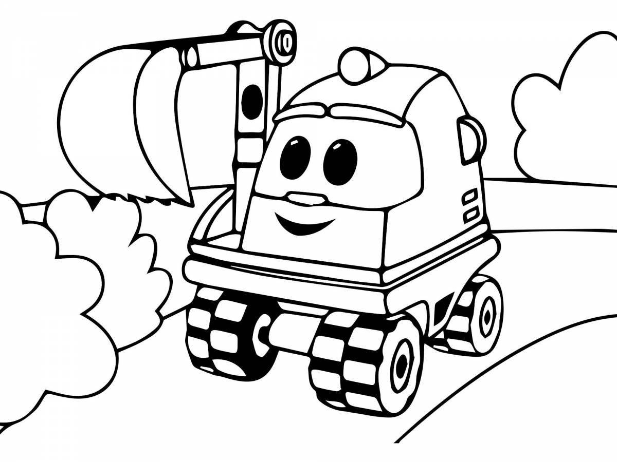 Colorful left truck coloring page for kids