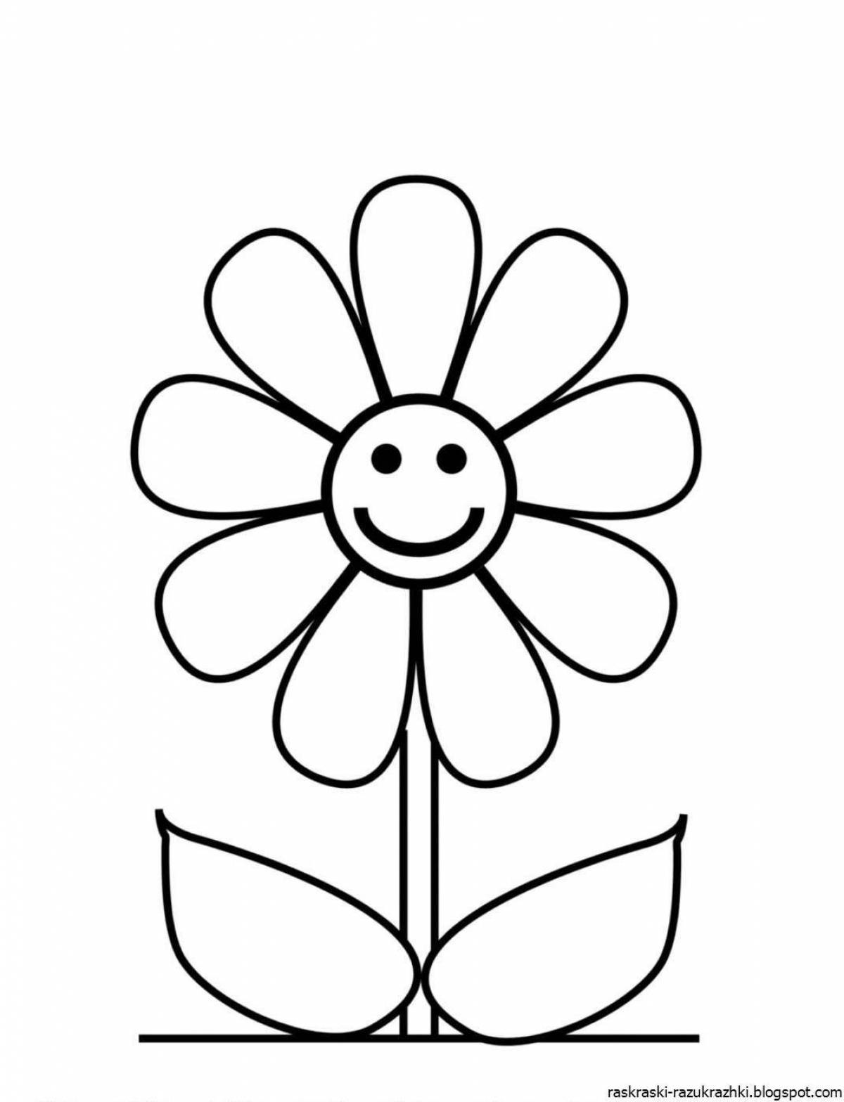 Cute flower coloring book for 2-3 year olds