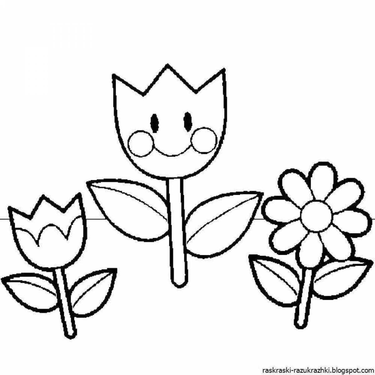 Adorable flower coloring book for children 2-3 years old