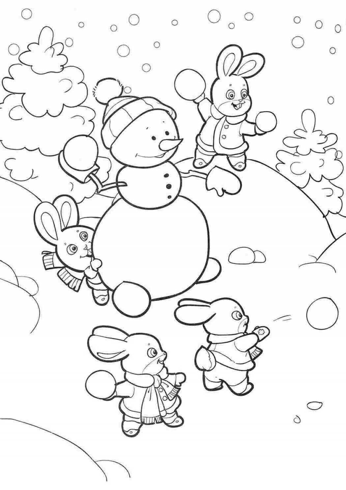 Coloring book winter shining fun