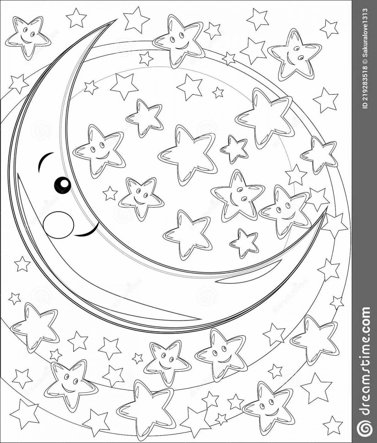 Fantastic moon and sun coloring book for kids