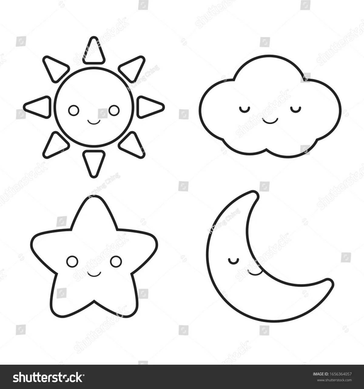 Great coloring book moon and sun for kids