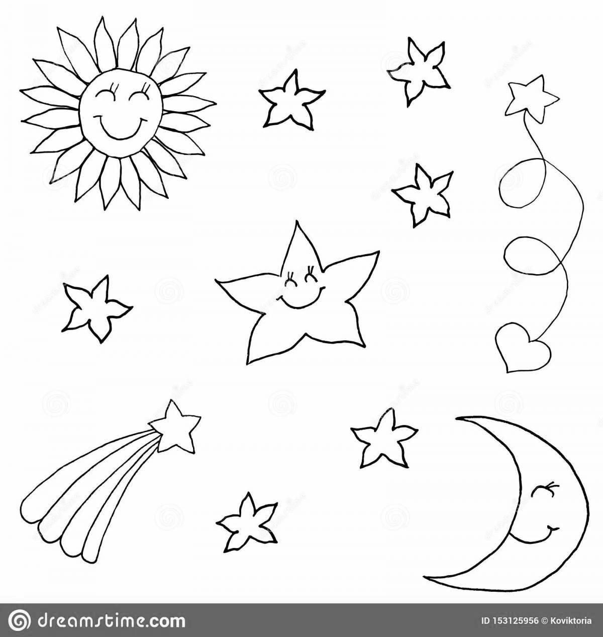 Violent coloring moon and sun for kids
