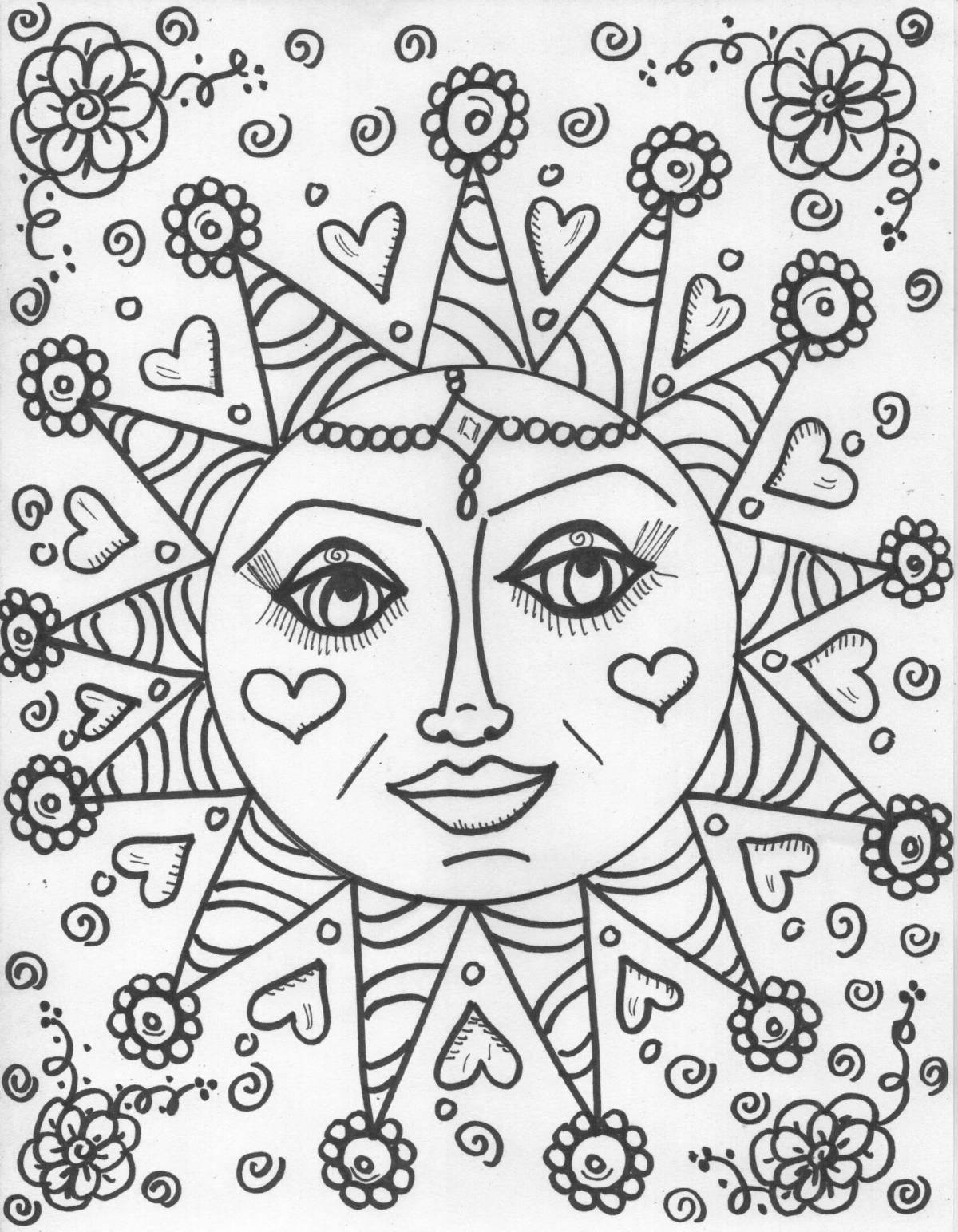 Sparkling moon and sun coloring book for kids