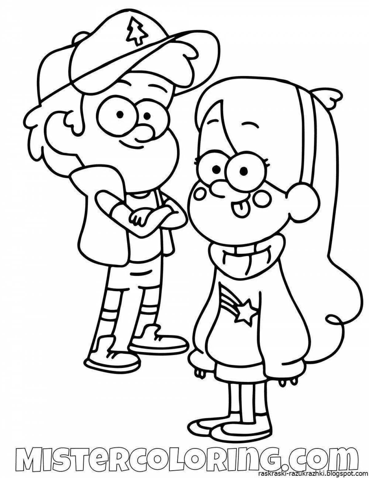 Playful gravity falls coloring page for kids