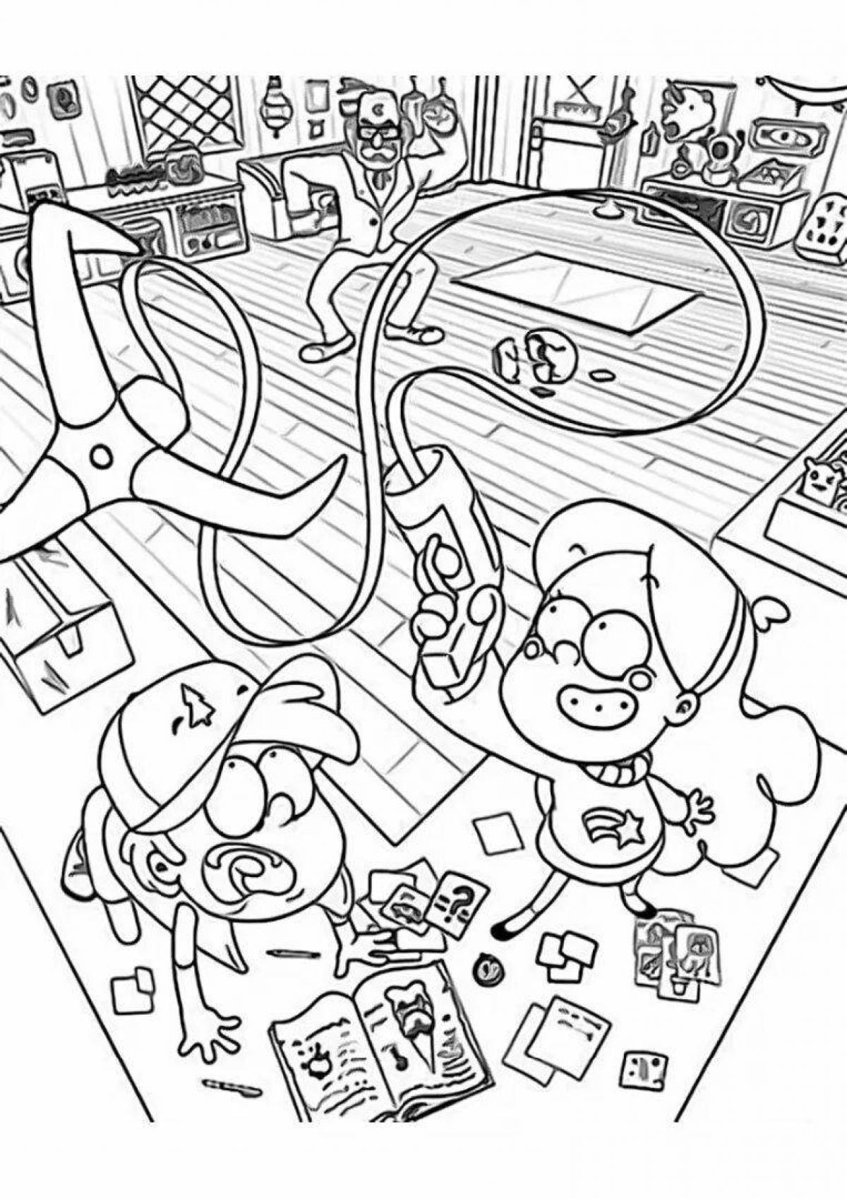 Colorful gravity falls coloring pages for kids