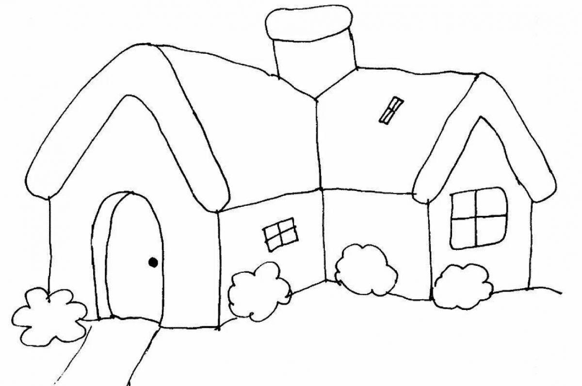 Coloring showy houses for children 4-5 years old