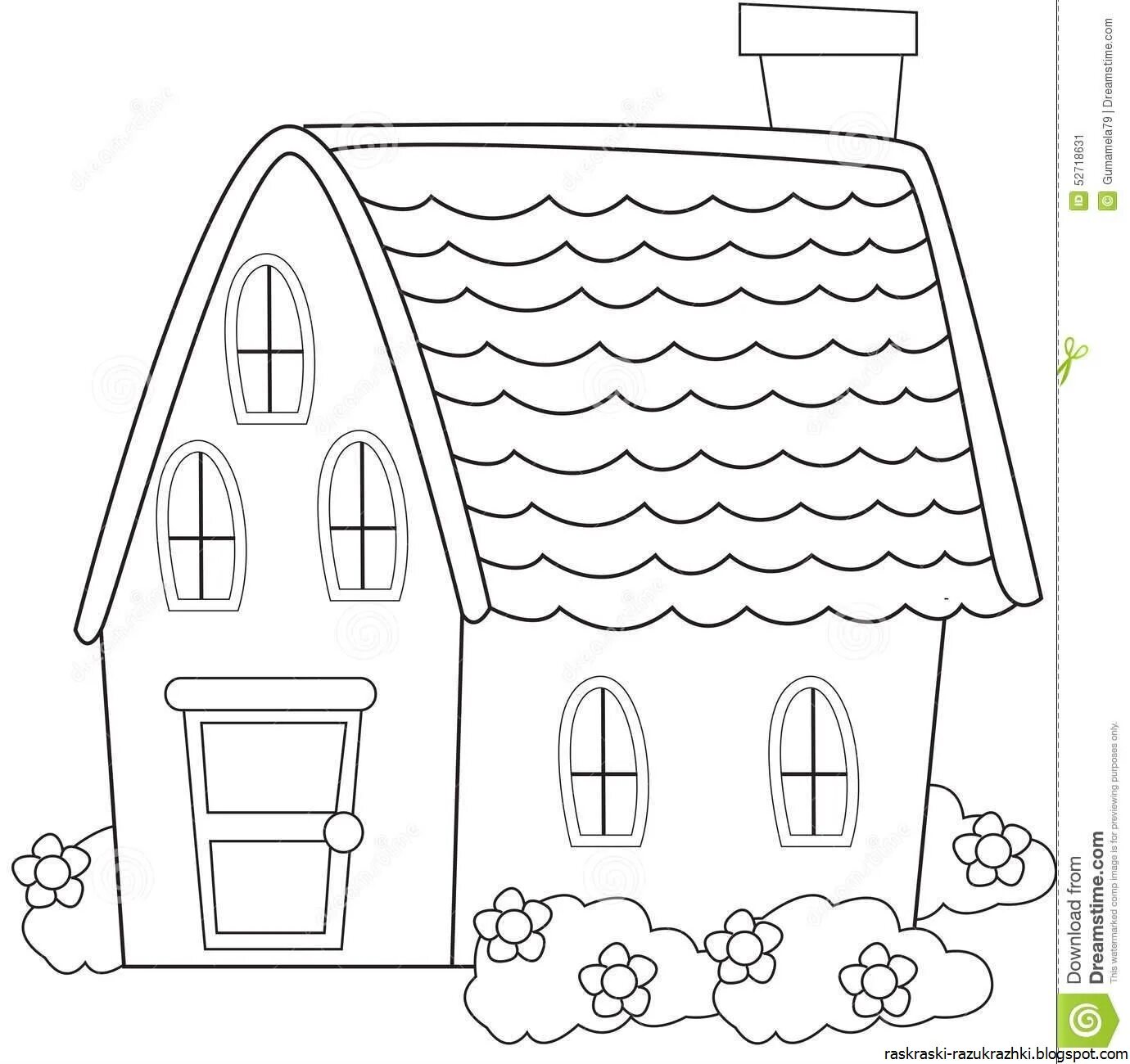 Coloring book wonderful houses for children 4-5 years old