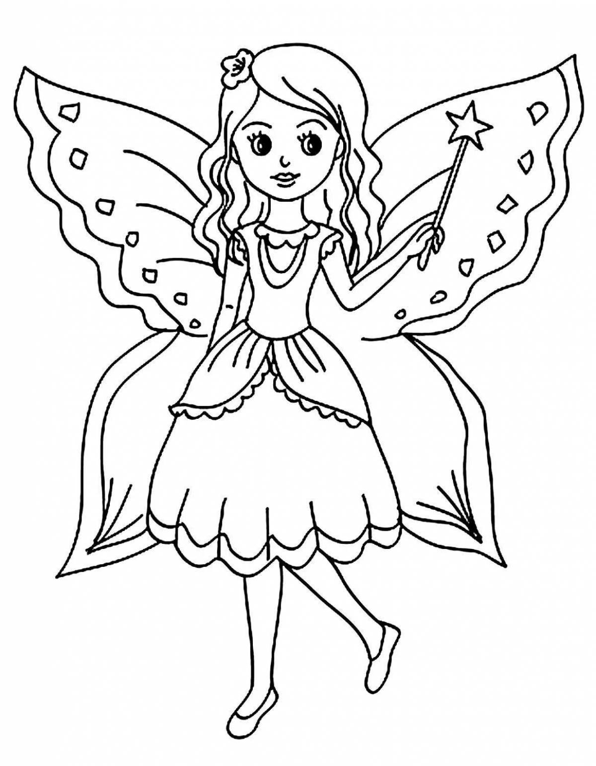 Elegant fairy coloring pages