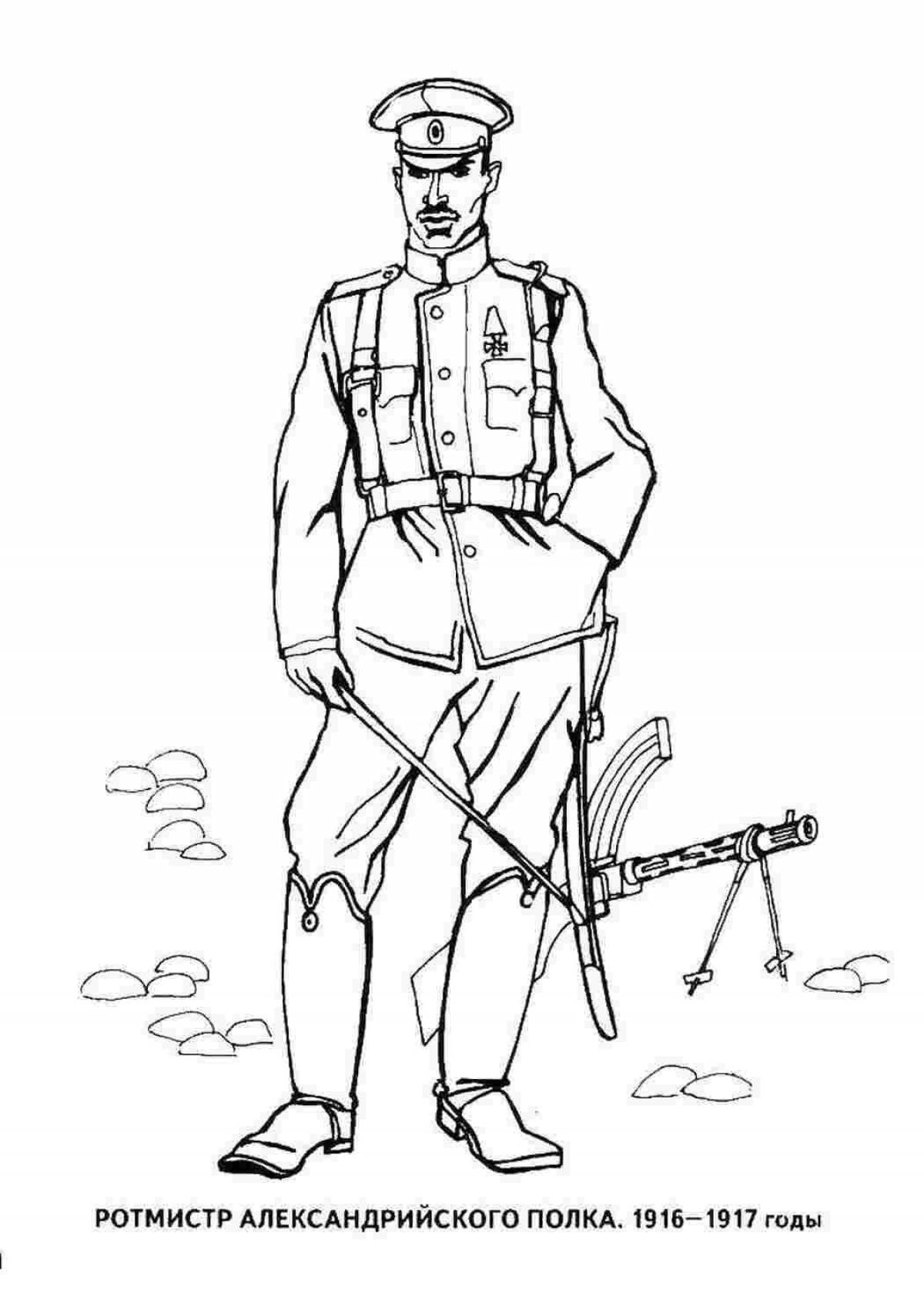 Amazing coloring pages soldiers of different branches of the military for children