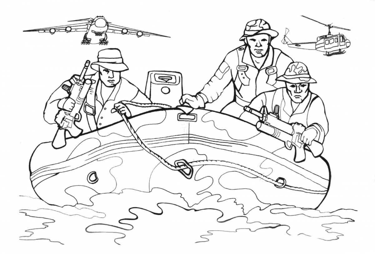 Glitter coloring pages soldiers of different branches of the military for children