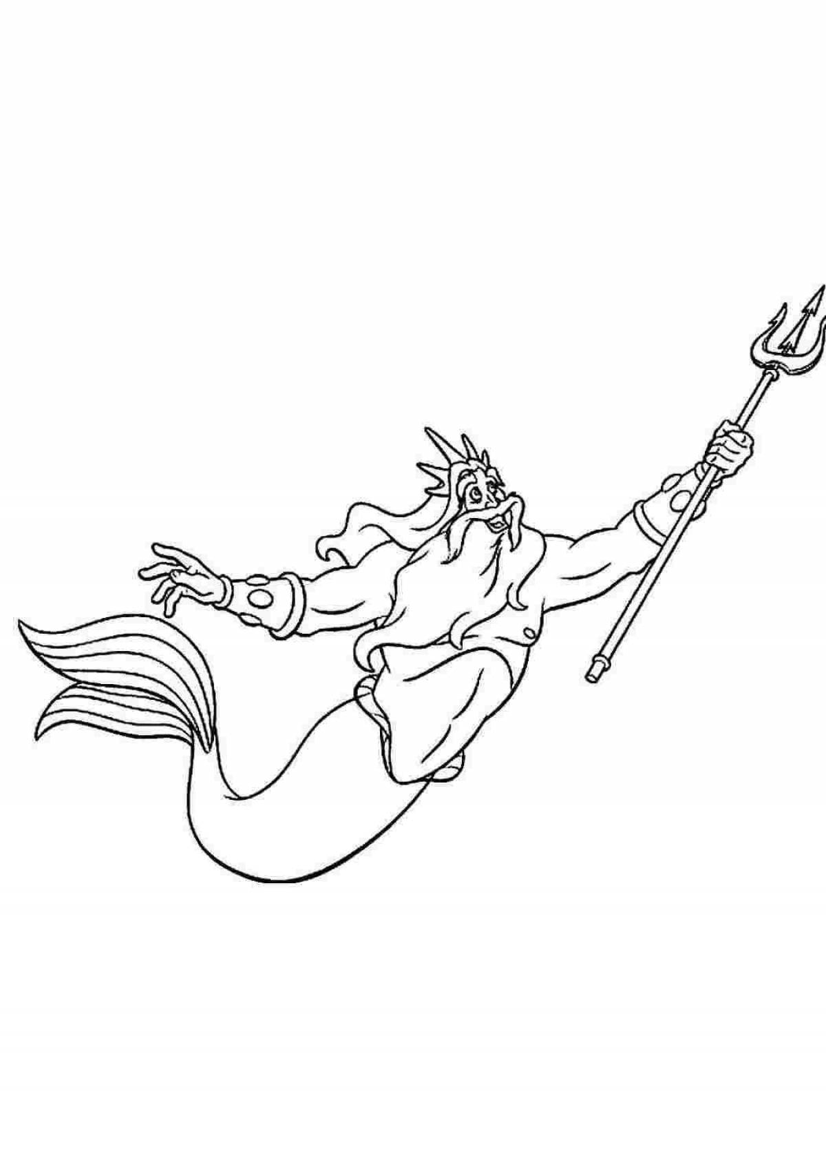 Нептун рисунок. Тритон морской царь. Раскраска Ариэль и Тритон. Нептун раскраска для детей.