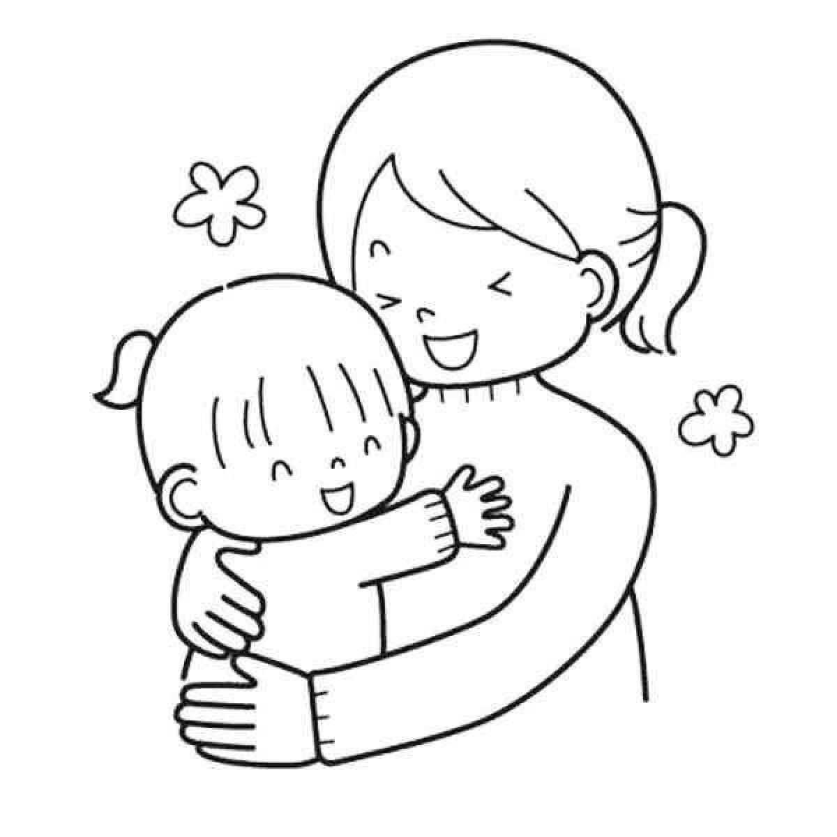 Snuggly coloring page hugs