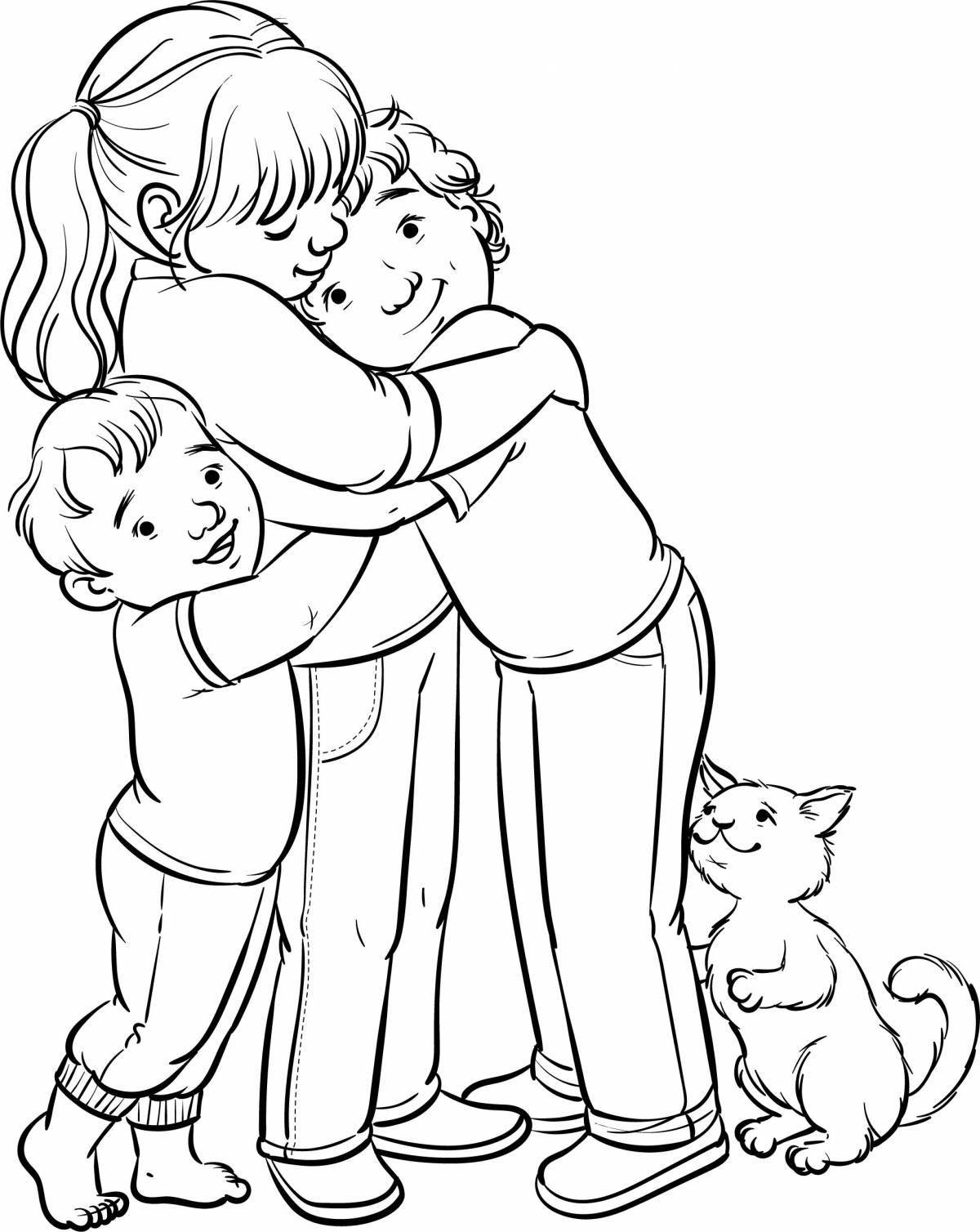 Serene hug coloring pages