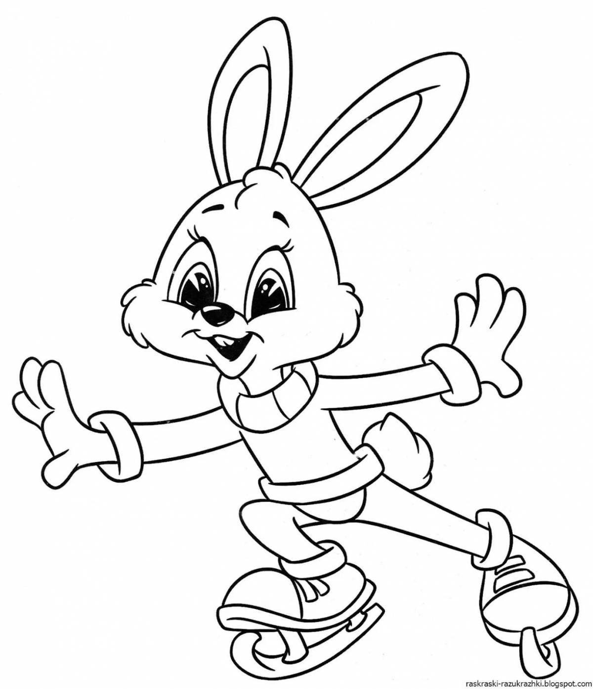 Coloring book happy rabbit for kids
