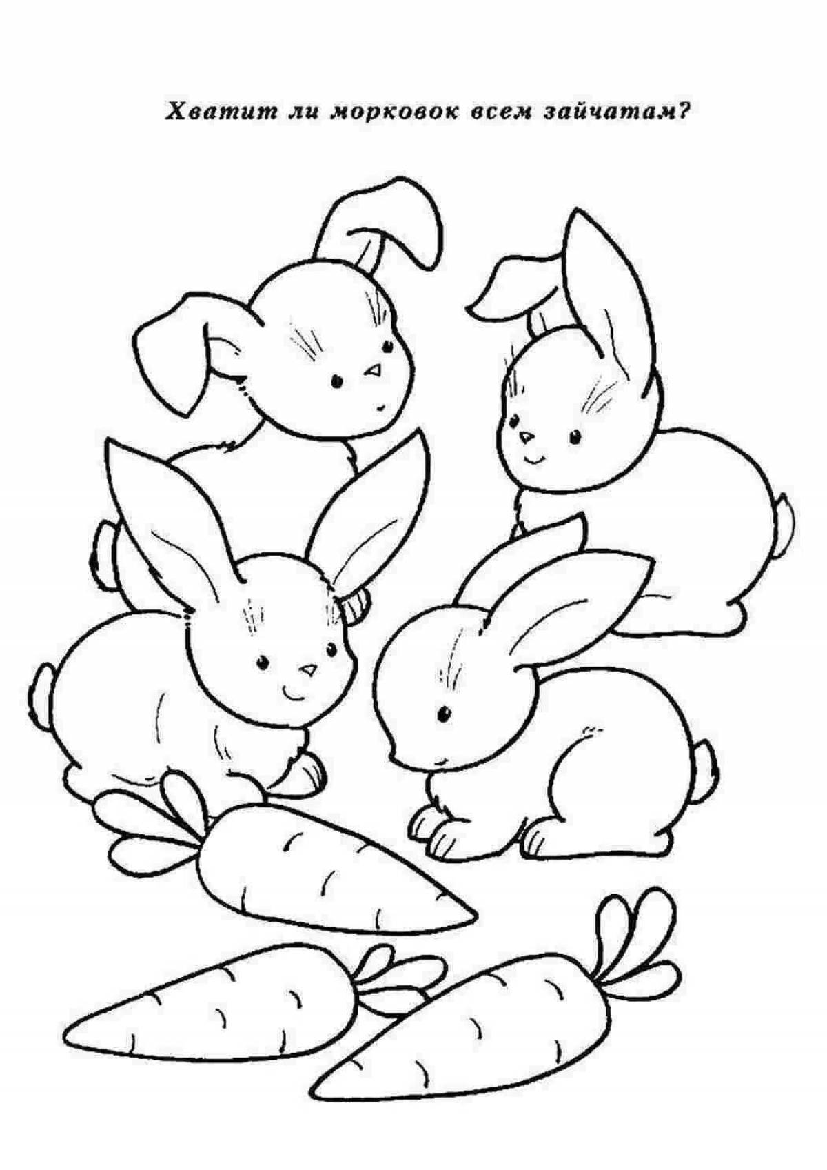 Coloring book cute bunny for preschoolers