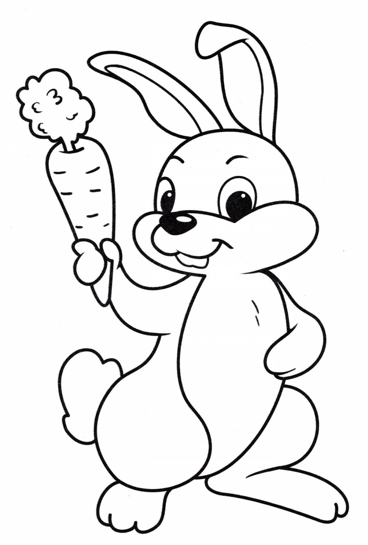 Coloring book happy rabbit for kids