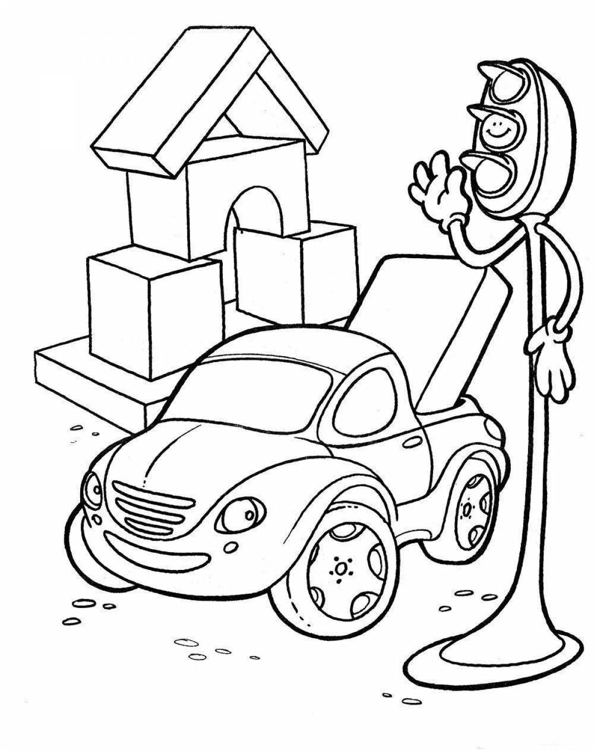 Colorful traffic light coloring page for kids