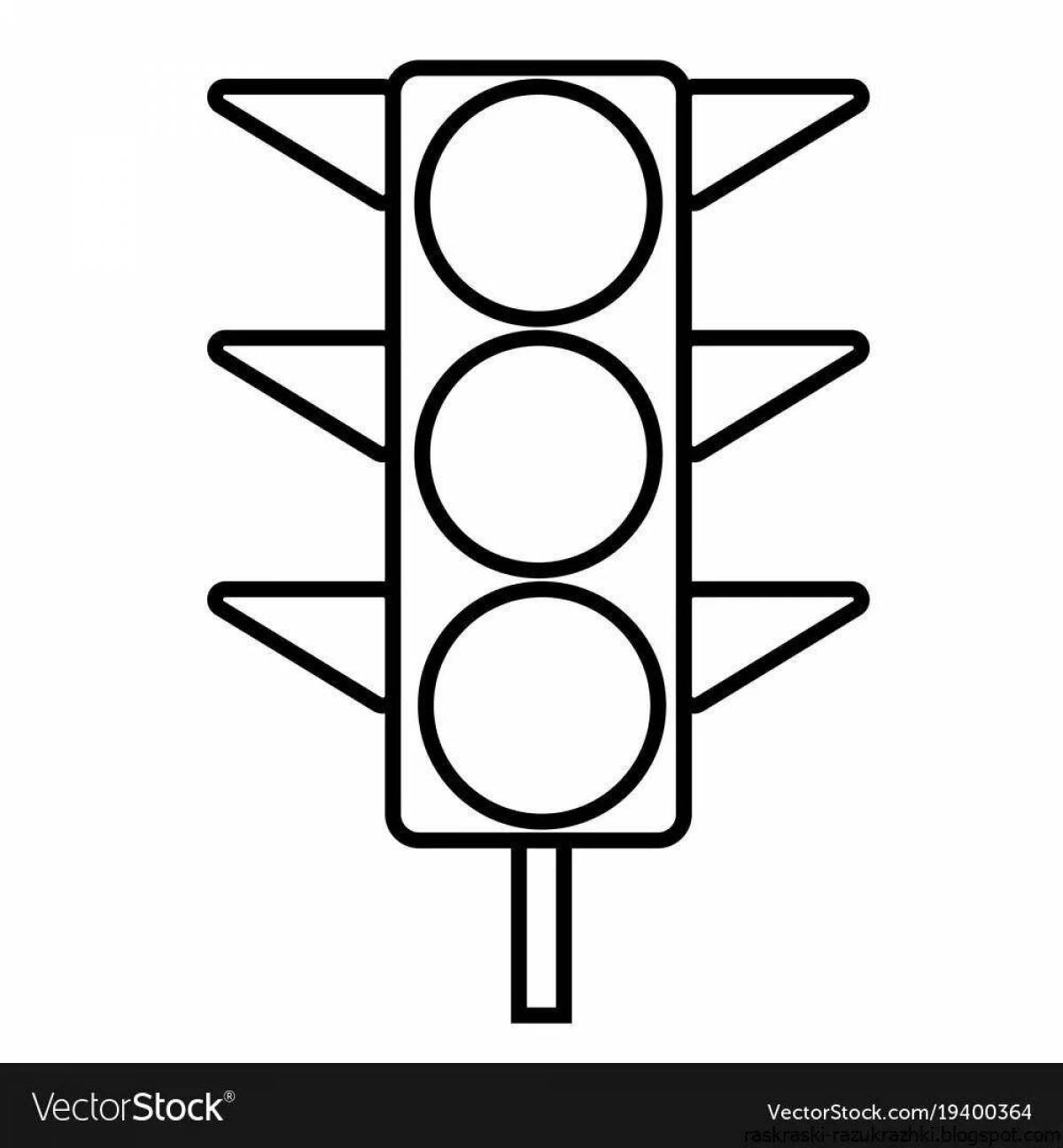 Coloring book glowing traffic light for the little ones
