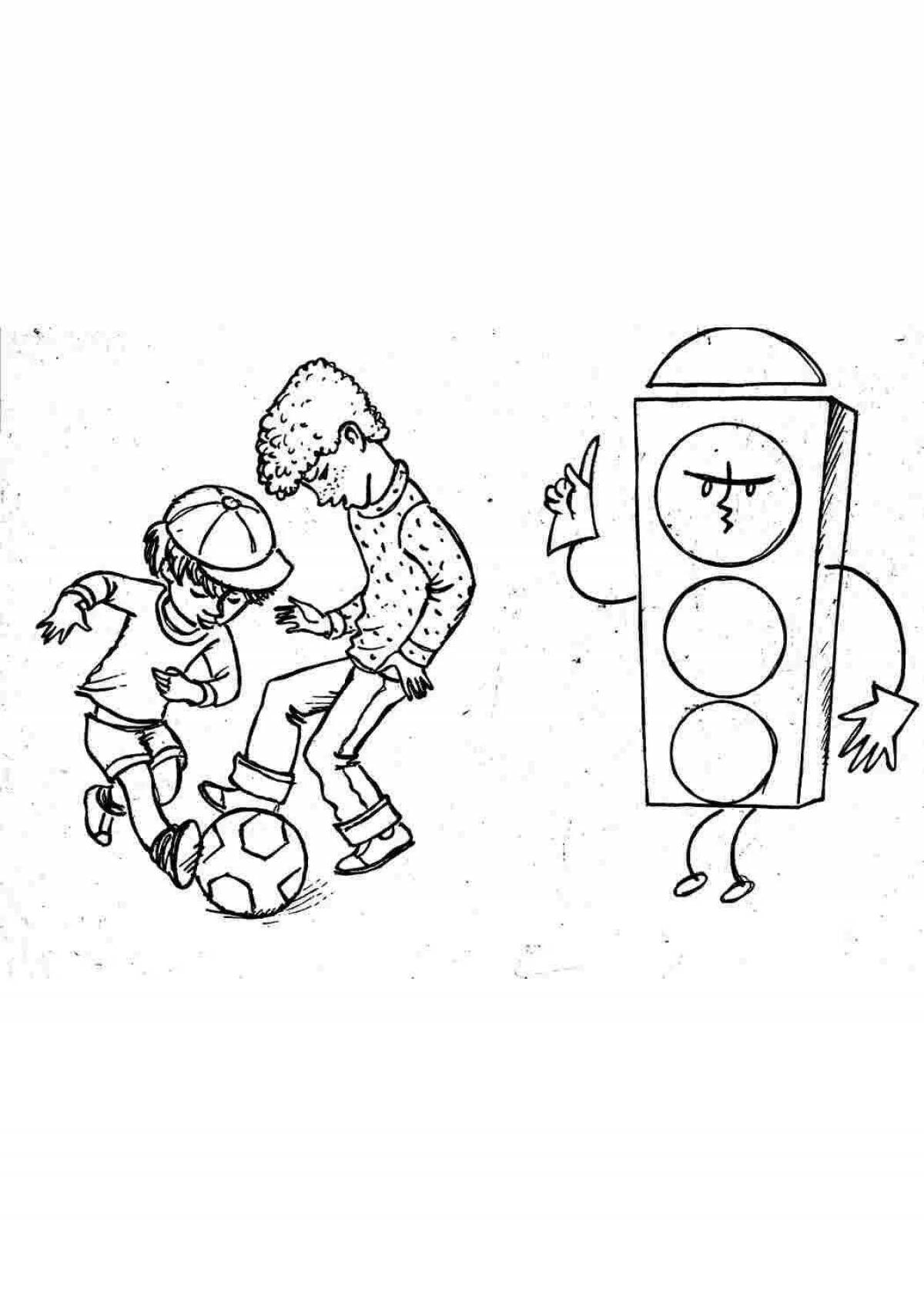 Bright traffic light coloring pages for kids