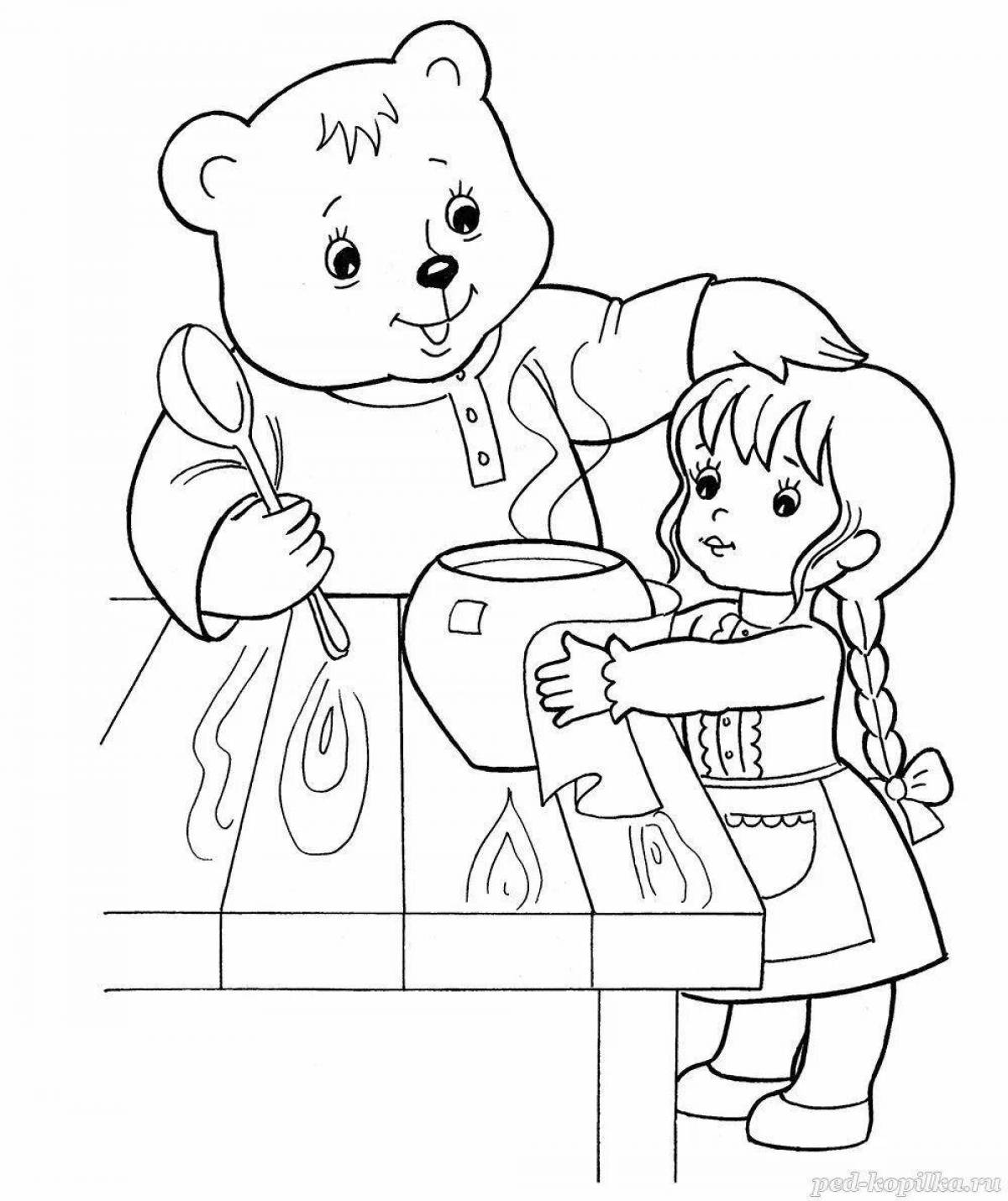 Маша и медведь сказка раскраска для детей