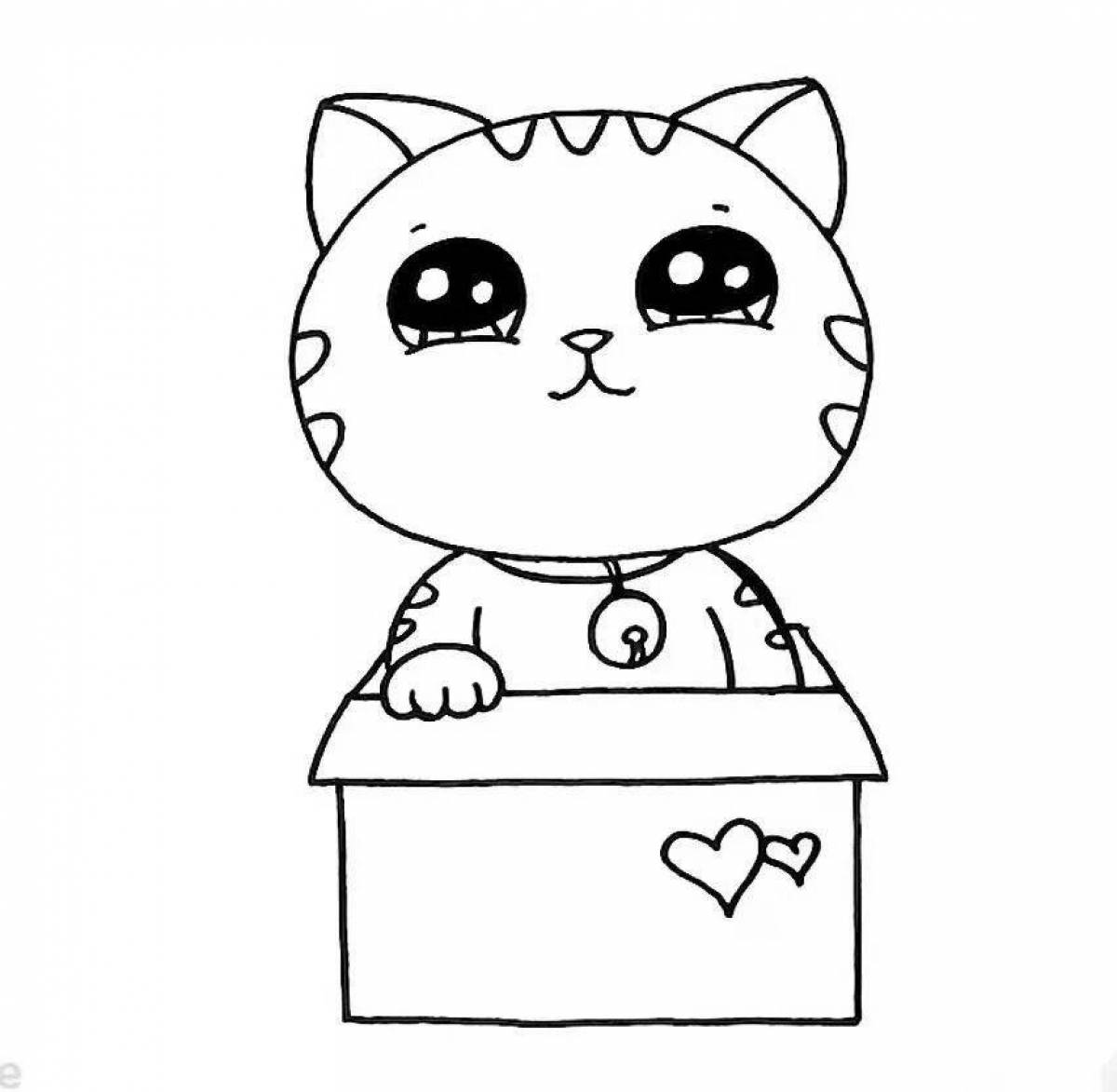 Раскраска котик в коробке