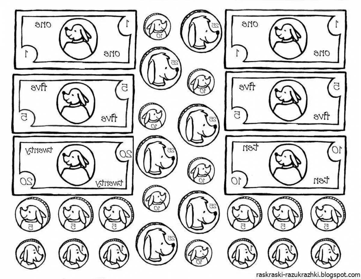 Рисунок денег бумажных для детей