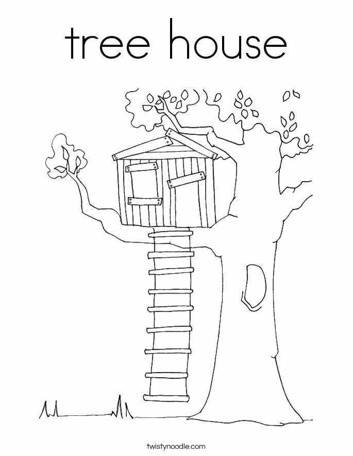 Дом на дереве раскраска для детей