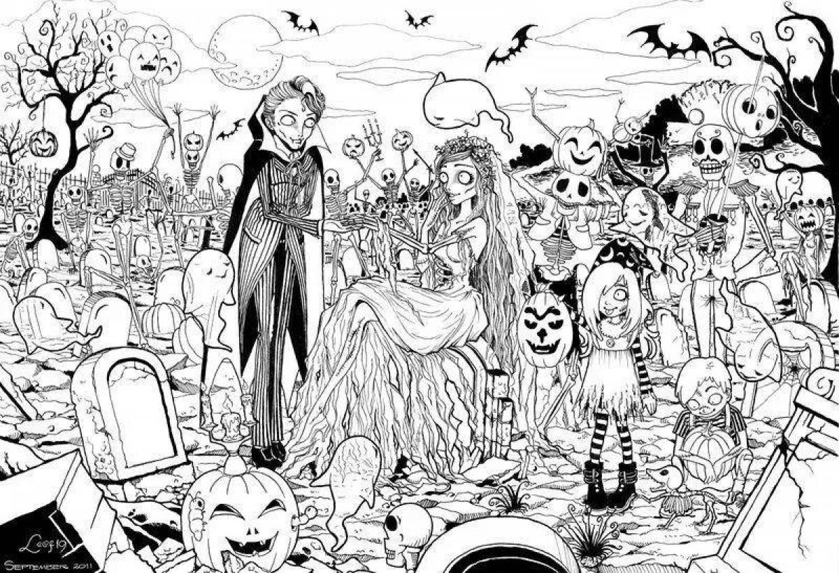 Terrifying coloring halloween complex