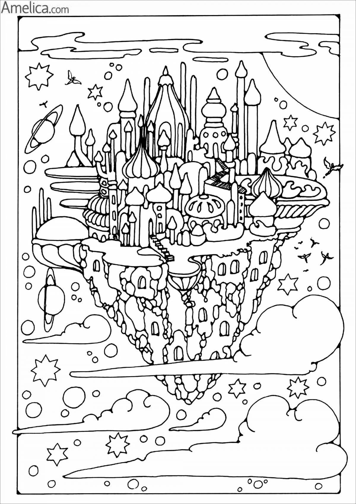 Awesome magical world coloring page