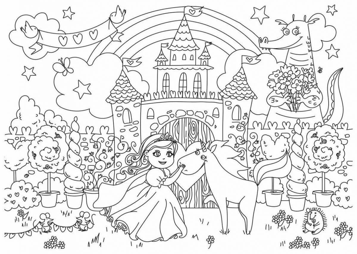 Sparkly magical world coloring page