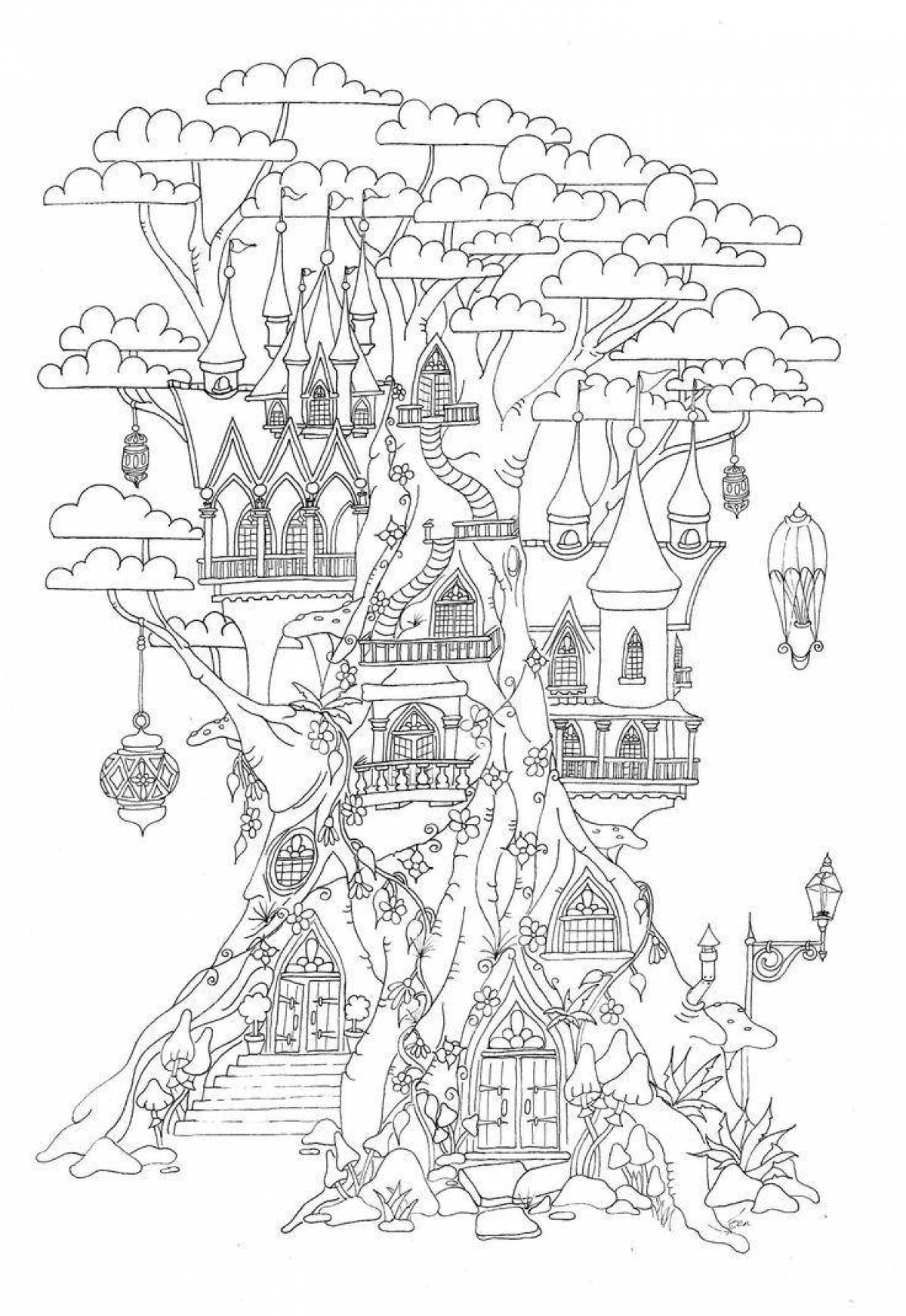 Animated magical world coloring page