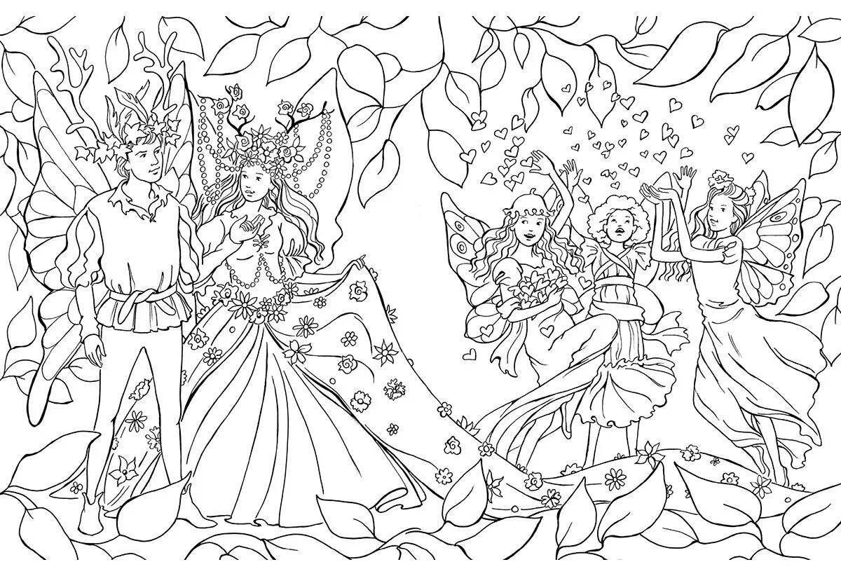Coloring book ethereal magical world