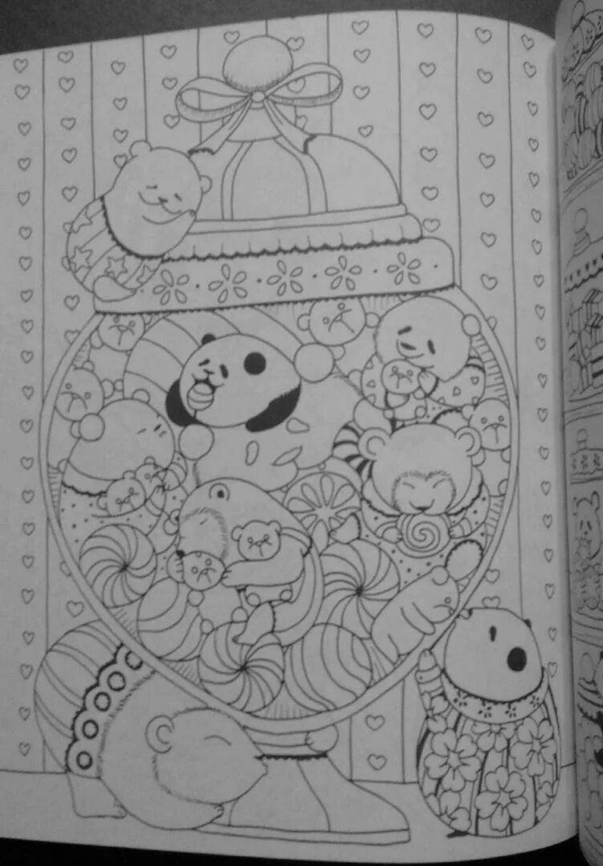 Colorful million bear coloring page