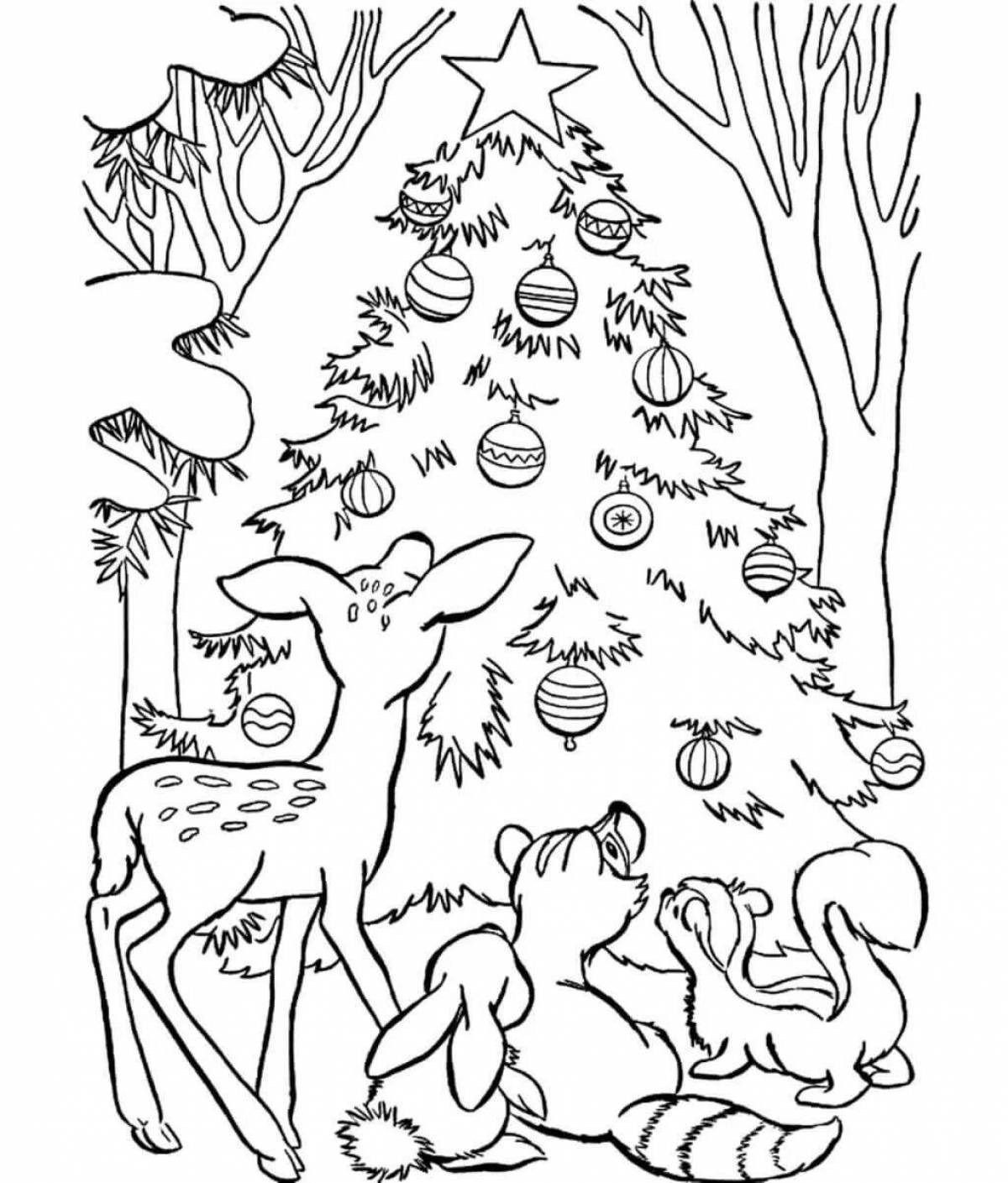 Буйный зимний лес раскраска для детей 6-7 лет