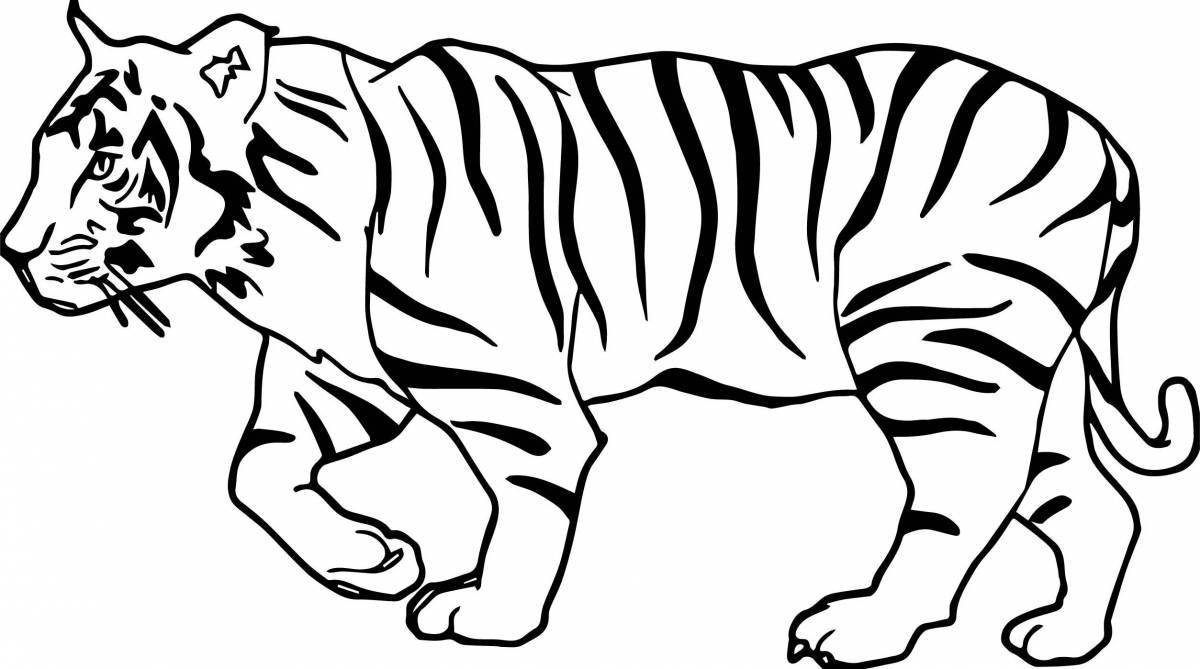 Coloring book shining white tiger