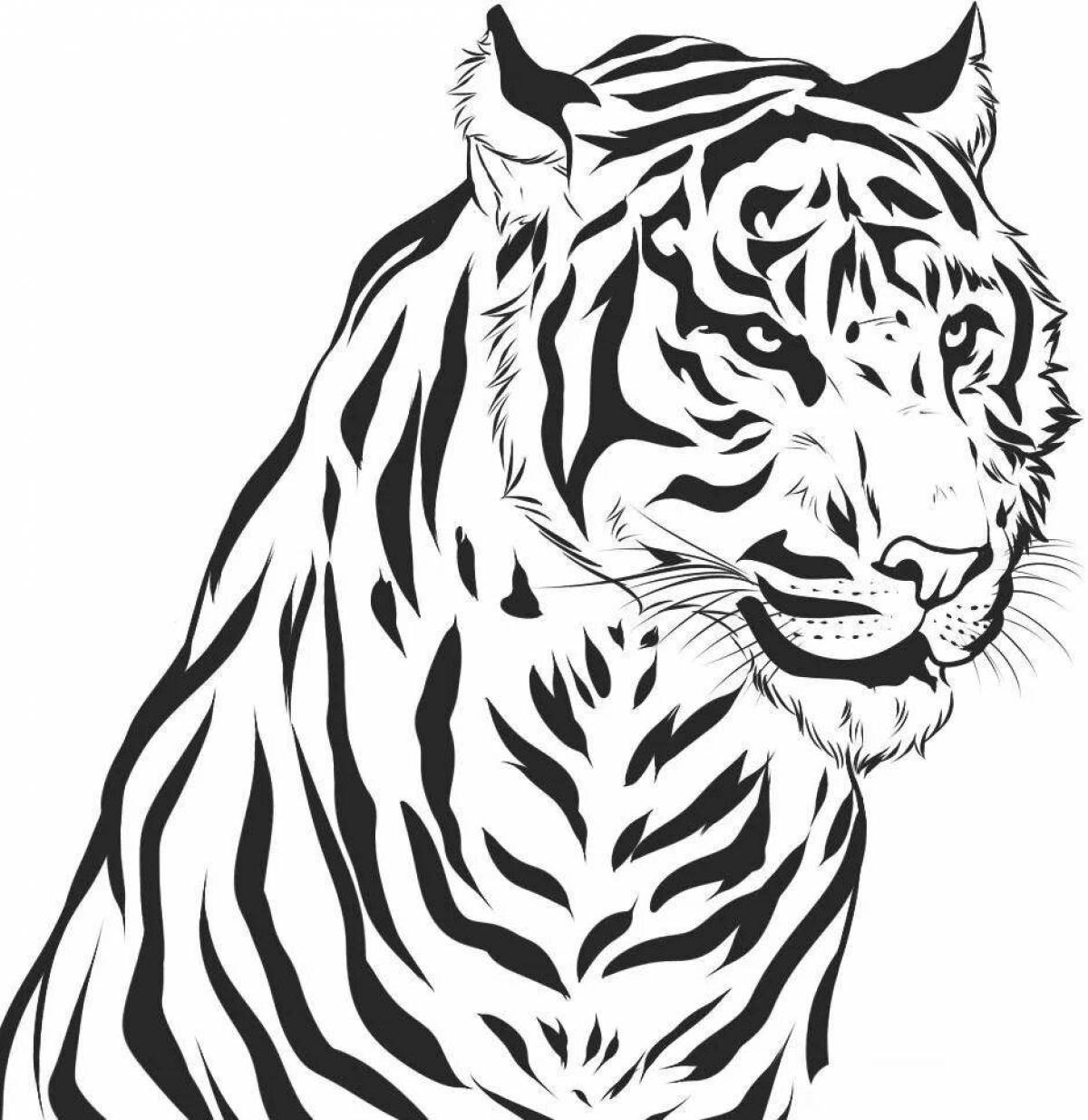 Раскраска ослепительно белый тигр