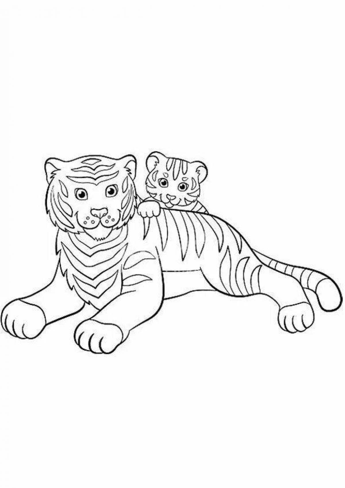 Glowing white tiger coloring page