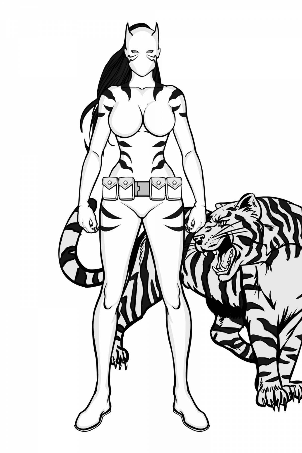 Spectacular white tiger coloring