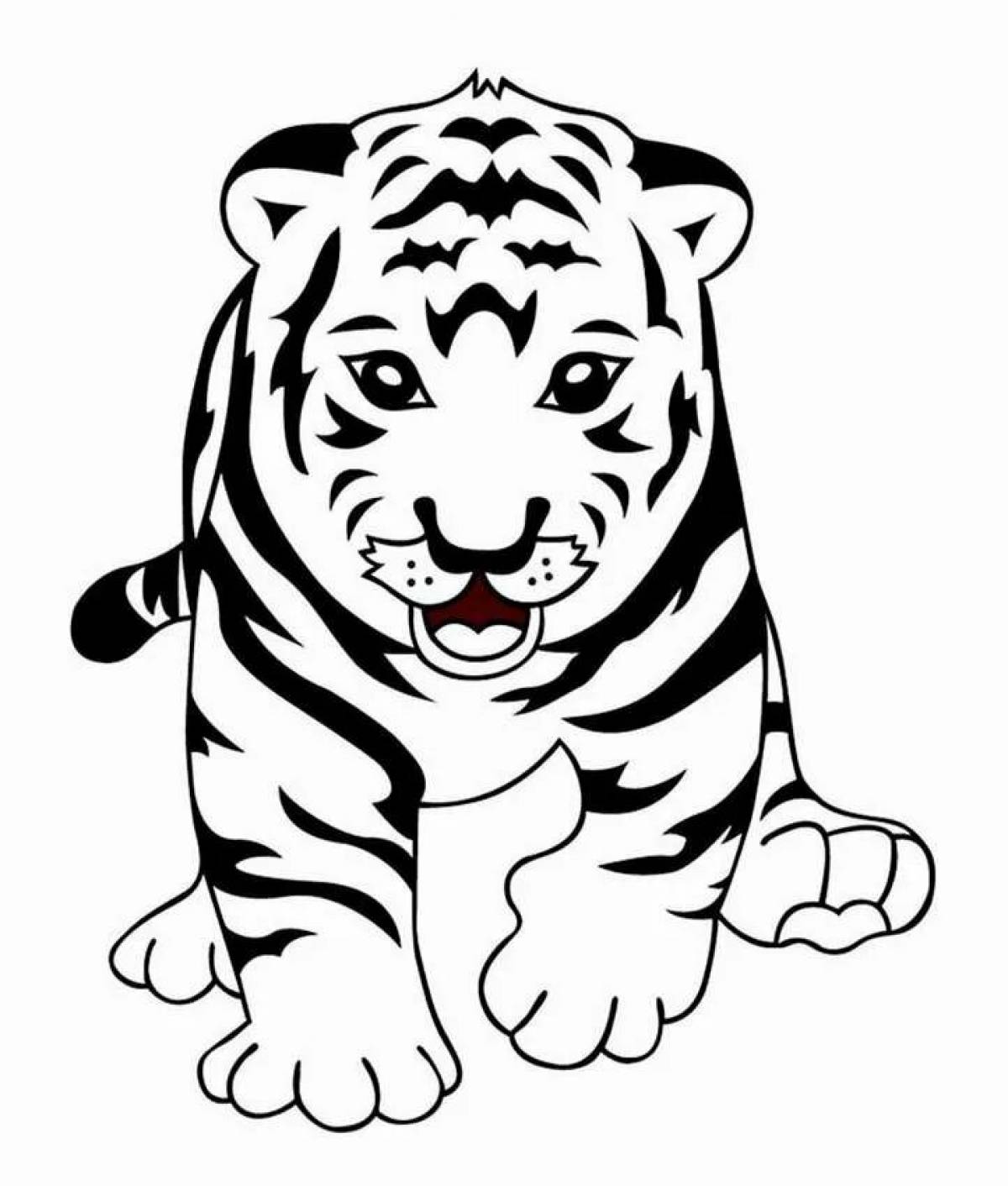Превосходная раскраска белый тигр