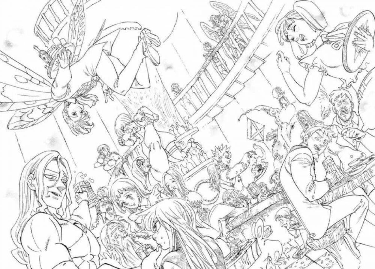 Невероятная страница раскраски аниме-комиксов