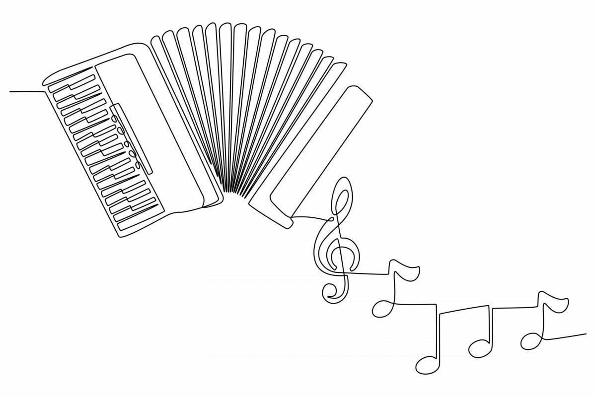 Showy musical instruments for accordion for children with labels